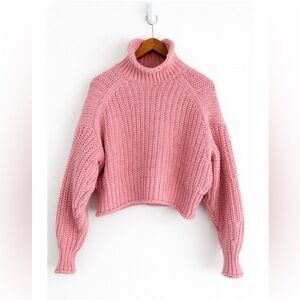 Women’s H&M Cable Knit Cropped Turtleneck Sweater Size Small